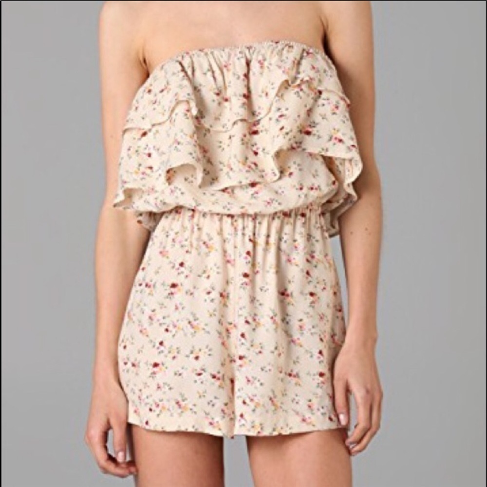 Blu Moon Floral Strapless Ruffle Romper Size S